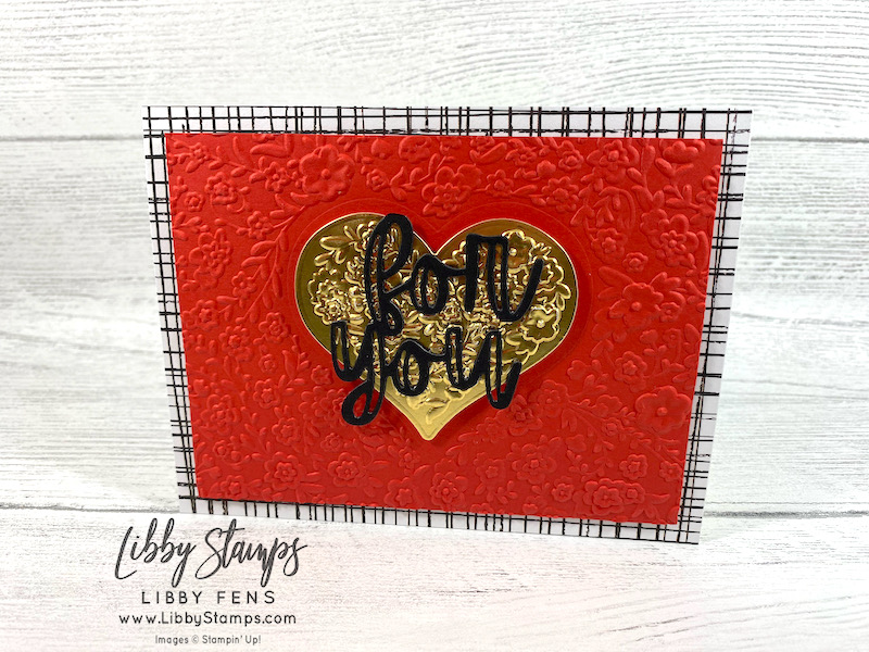 libbystamps, Stampin Up, Here For You Dies, Bouquet of Love Hybrid Embossing Folder, Pattern Party DSP, CCM, Create with Connie and Mary Saturday Blog Hop