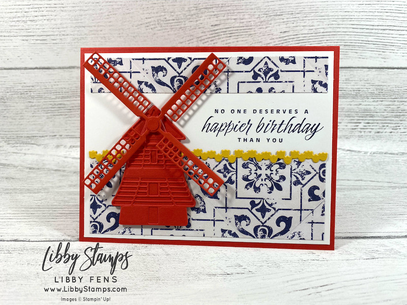 libbystamps, Stampin' Up, Flowering Tulips, Windmill Dies, In Good Taste DSP, CCMC, Create with Connie and Mary Challenges