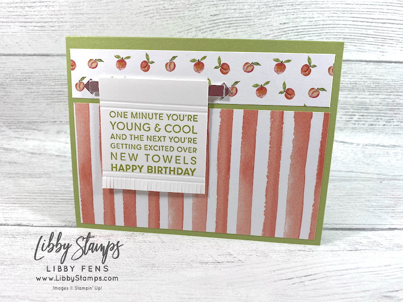 libbystamps, Stampin' Up, Bragworthy, You're A Peach DSP, towel card, TSOT, Try Stampin' on Tuesday
