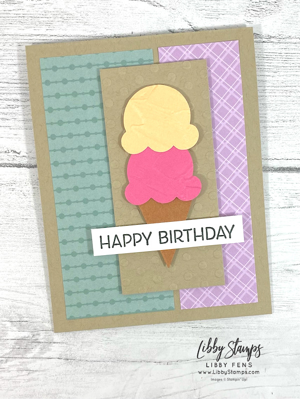 libbystamps, Stampin' Up, Artistically Inked, Checks & Dots EF, Ice Cream Cone Builder Punch, 2021-2023 In Color DSP, CCMC, CCM. Create with Connie and Mary Challenges