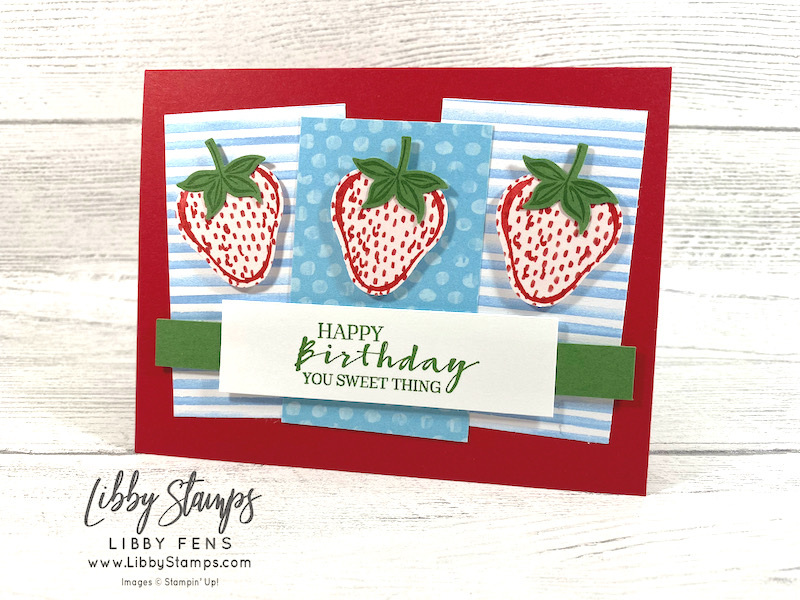 libbystamps, Stampin' Up, Sweet Strawberry Bundle, Sweet Strawberry, Strawberry Builder Punch, You're A Peach DSP, Sweet Talk DSP, CCMC, Create with Connie and Mary Challenges