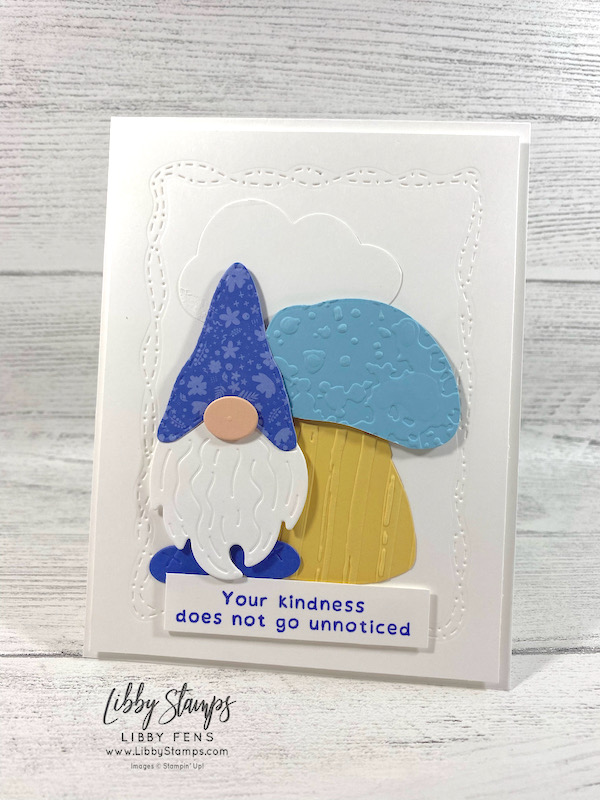 libbystamps, Stampin' Up, CCMC, Create with Connie and Mary Challenges, KIndest Gnome Bundle, KIndest Gnome, Gnome Dies, Stitched With Whimsy Dies, Stripes & Splatters Embossing Folders, Cloud Punch, 2022-2024 In Color DSP