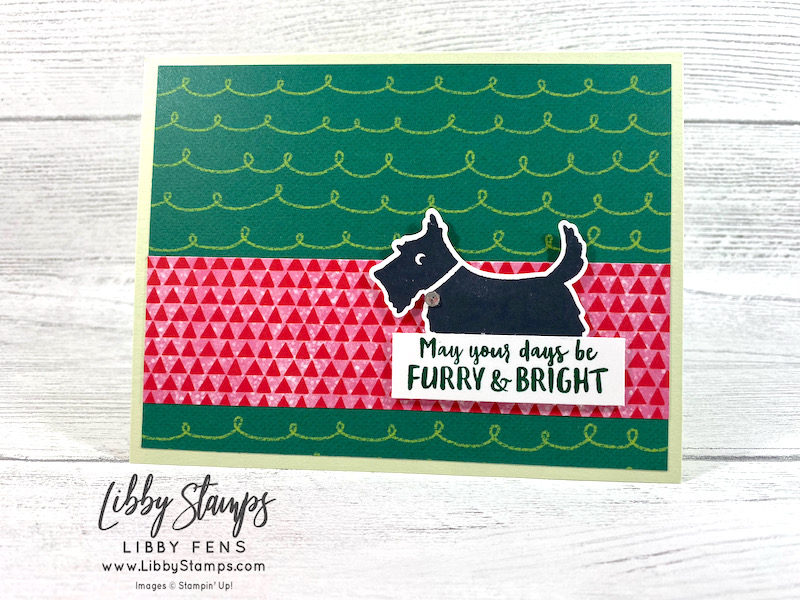 libbystamps, Stampin Up, Christmas Scottie Bundle, Christmas Scottie, Scottie Dog Punch, Celebrate Everything DSP, Freshly Made Sketches, Christmas In July