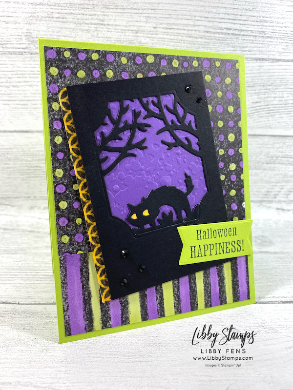 libbystamps, Stampin Up, Scary Cute Bundle, Scary Cute, Scary Silhouettes Dies, Stripes & Splatters 3D EF, Perfectly Penciled DSP, TSOT, Try Stampin' on Tuesday,
