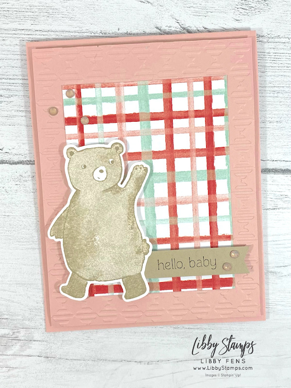 libbystamps, Stampin Up, Happier Than Happy Bundle, Happier Than Happy, Happy Forest Dies, Gingham EF, Rings of Love DSP, Elegant Faceted Gems, TSOT, Try Stampin' on Tuesday, baby card
