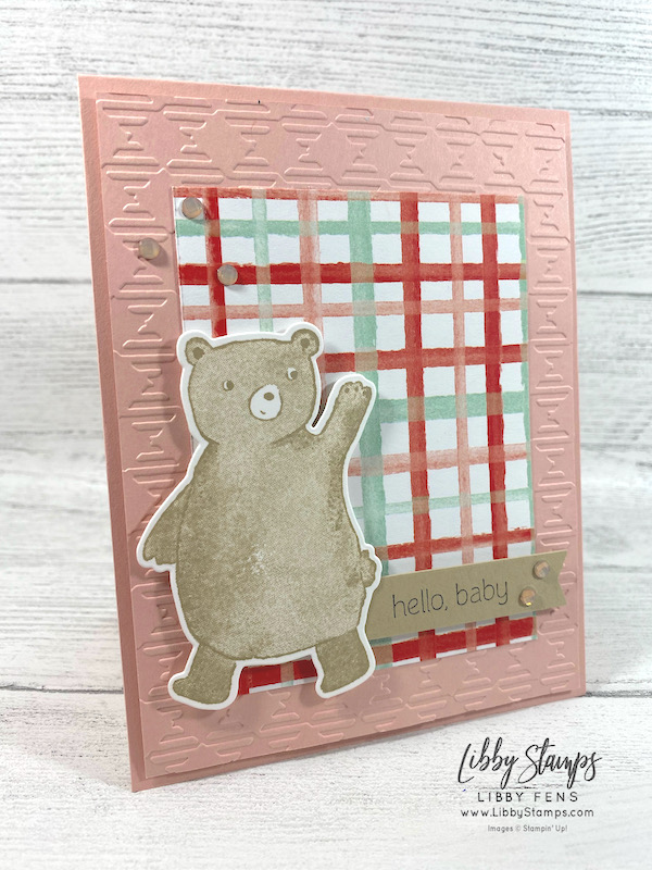 libbystamps, Stampin Up, Happier Than Happy Bundle, Happier Than Happy, Happy Forest Dies, Gingham EF, Rings of Love DSP, Elegant Faceted Gems, TSOT, Try Stampin' on Tuesday, baby card