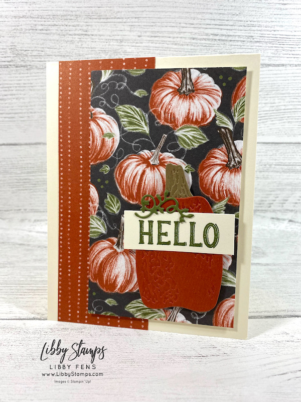 libbystamps, Stampin Up, Hello Harvest Bundle, Hello Harvest , Rustic Pumpkin Dies, Rustic Harvest DSP, Fall, Pumpkin, CCMC, Create with Connie and Mary Challenges,