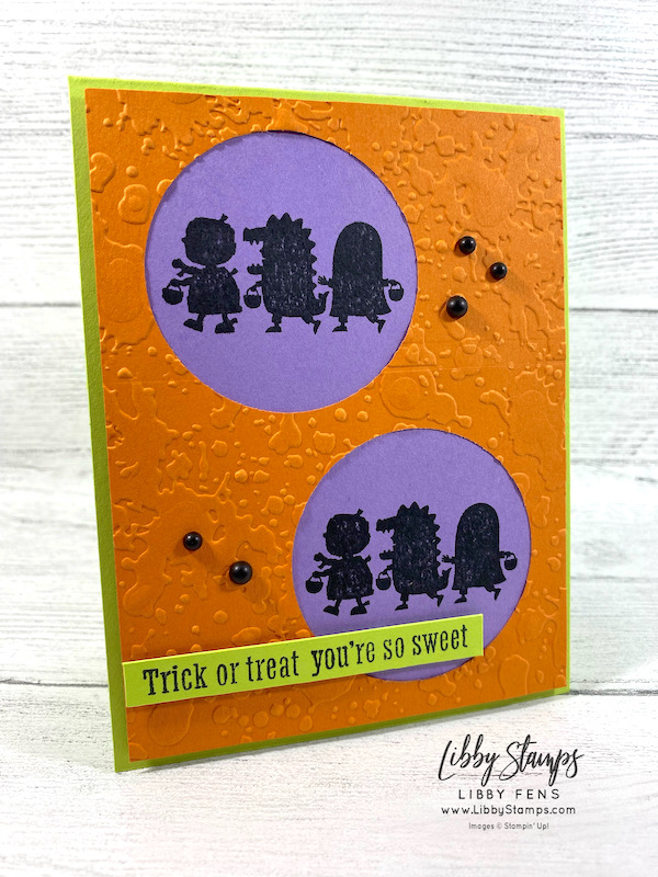 libbystamps, Stampin' Up, Scary Cute, Stripes & Splatters 3D EF, Matte Black Dots, Ha;;oween, TSOT, Try Stampin' on Tuesday