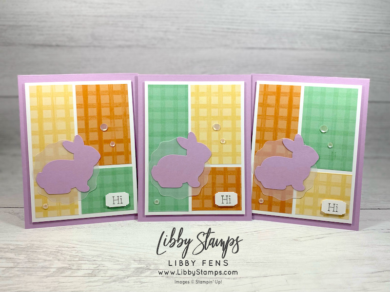 libbystamps, Stampin' Up, Easter Bunny Bundle, Easter Bunny, Easter Bunny Punch, Gingham Cottage DSP, Best Label Punch, Decorative Circle Punch, Easter