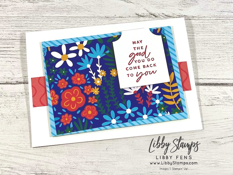 libbystamps, Stampin' Up, Something Fancy, Essential Tag Punch, Flowers & More DSP, CCMC, Create with Connie and Mary Challenges