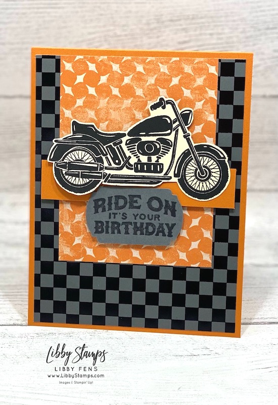 libbystamps, Stampin' Up, Legendary Ride Bundle, Legendary Ride, Legendary Ride Dies, Label Me Fancy Punch, Ready to Ride DSP, CCMC, Create with Connie and Mary Challenges