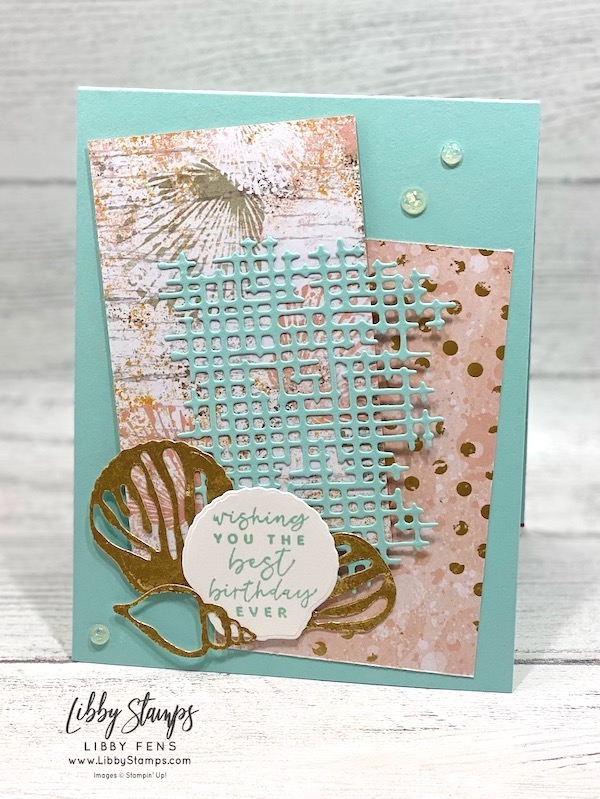 libbystamps, Stampin Up, Texture Chic Suite, Season of Chic Bundle, Season of Chic, Chic Dies, Distressed Gold, Texture Chic DSP, Opal Rounds, Create with Connie and Mary Saturday Blog Hop