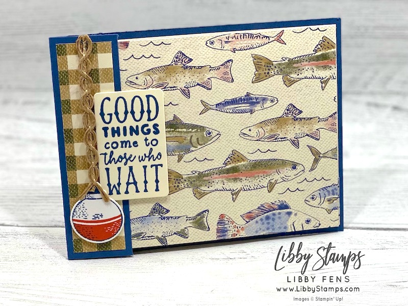 libbystamps, Stampin' Up, Gone Fishing Bundle, Gone Fishing, Gone Fishing Dies, Let's Go Fishing DSP, Natural 1/4" Wavy Trim, Create with Connie and Mary Saturday Blog Hop