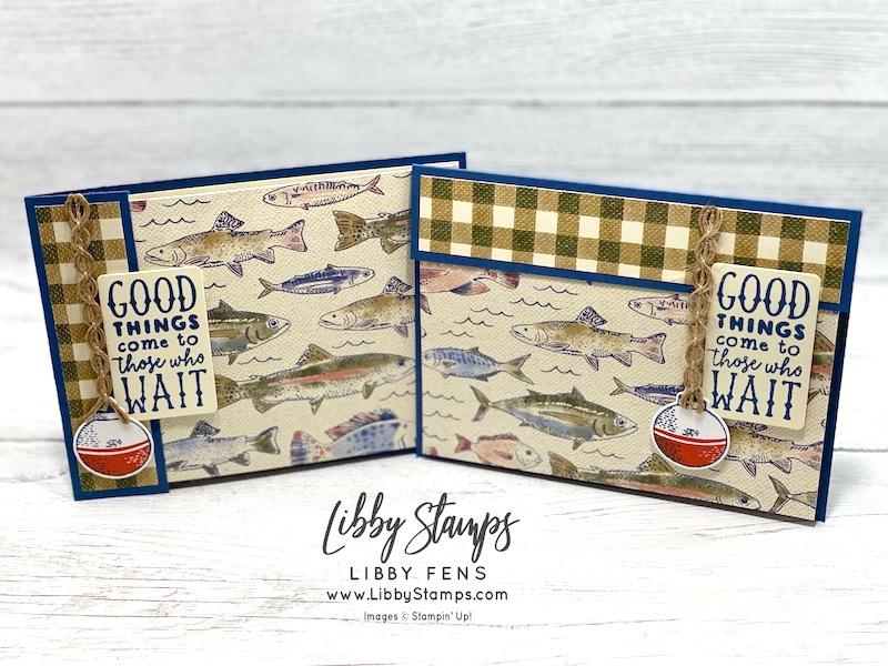 libbystamps, Stampin' Up, Gone Fishing Bundle, Gone Fishing, Gone Fishing Dies, Let's Go Fishing DSP, Natural 1/4" Wavy Trim, Create with Connie and Mary Saturday Blog Hop