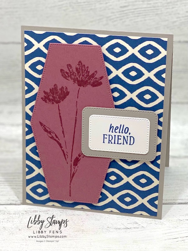 libbystamps, Stampin' Up, Inked & Tiled, Nested Essentials Dies, Delightfully Eclectic DSP, Create with Connie and Mary Challenges, Hello