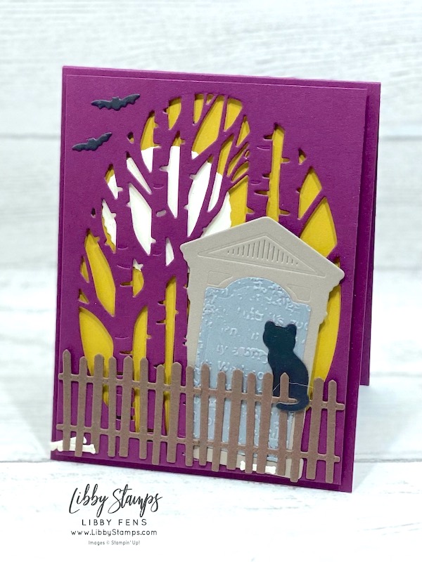 libbystamps, Stampin' Up, Bag of Bones Dies, Aspen Tree Dies, Timeworn Type 3D EF, Glow in The Dark DSP, Halloween, Halloween Card, Create with Connie and Mary Saturday Blog Hop