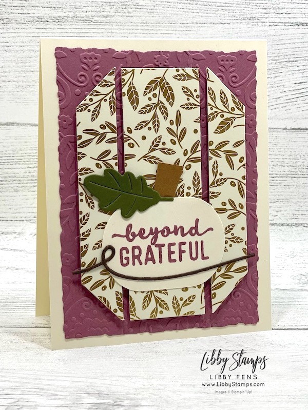 libbystamps, Stampin' Up, Charming Sentiments, Countryside Corners Dies, Deckled Rectangles Dies, Autumn Leaves Dies, Merry & Bright Dies, Countryside Corners EF, Modern Oval Punch, Shining Brightly DSP, Thanksgiving, We Create, We Create Blog Hop