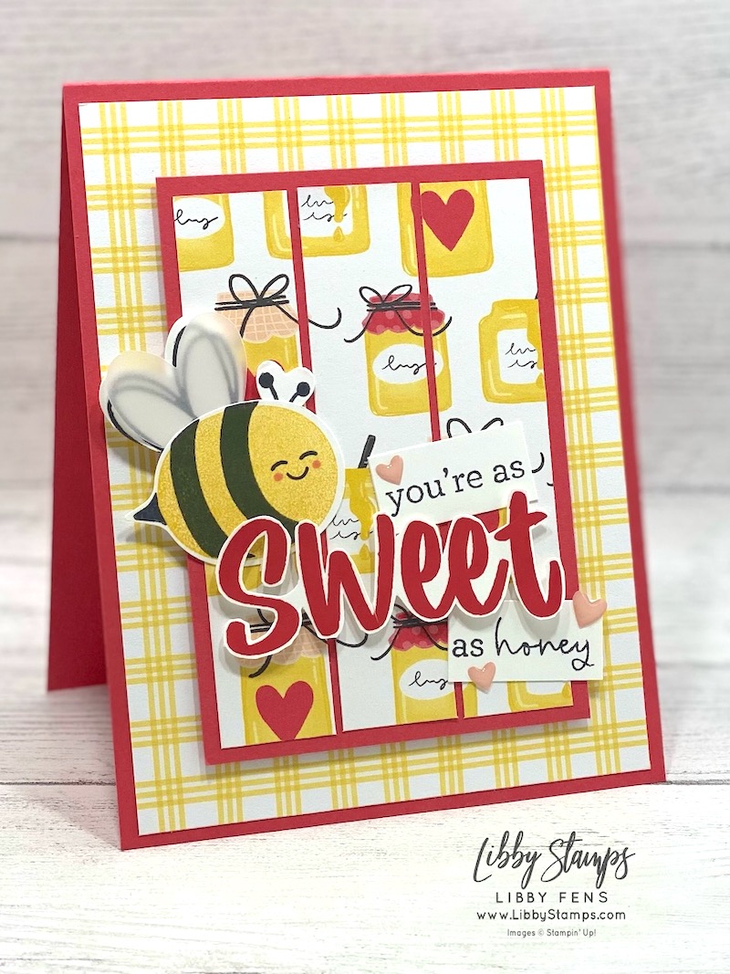 libbystamps, Stampin' Up, Bee Builder Punch, Bee My Valentine Bundle, Bee My Valentine Bundle, Sweetest Cherries, Bee Mine DSP, Create with Connie and Mary Saturday Blog Hop