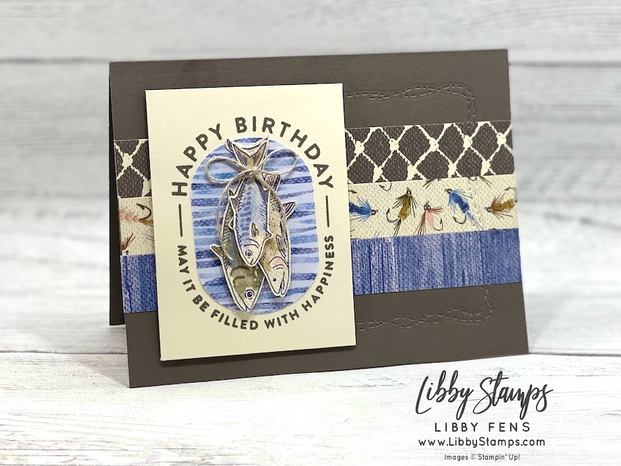 libbystamps, Filled with Happiness, Stitched With Whimsy Dies, Let's Go Fishing DSP, Modern Oval Punch, fishing, masculine, masculine card, Birthday, CWSF, Create with Stamping Friends Blog Hop, Create with Stamping Friends