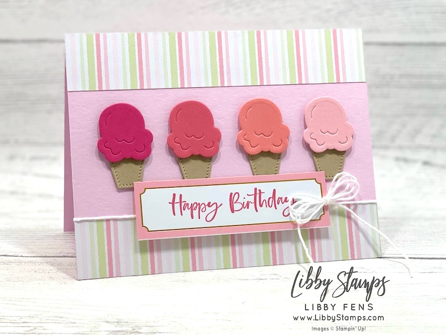 libbystamps, Stampin' Up, Charming Day, Poppin' By Dies, Nested Essentials Dies, Wildflower Birthday DSP, Birthday, Ice Cream, Create with Stamping Friends