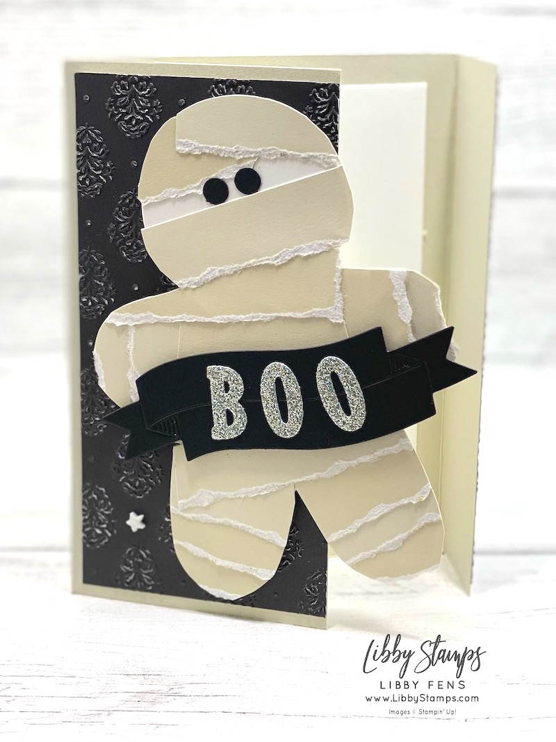 libbystamps, Stampin' Up, Gingerbread Man Dies, Mini Alphabet Dies, Traditional Labels Dies, Damask Designs, Shimmer Star Foam Stickers, Mummy, Halloween, Create with Stamping Friends