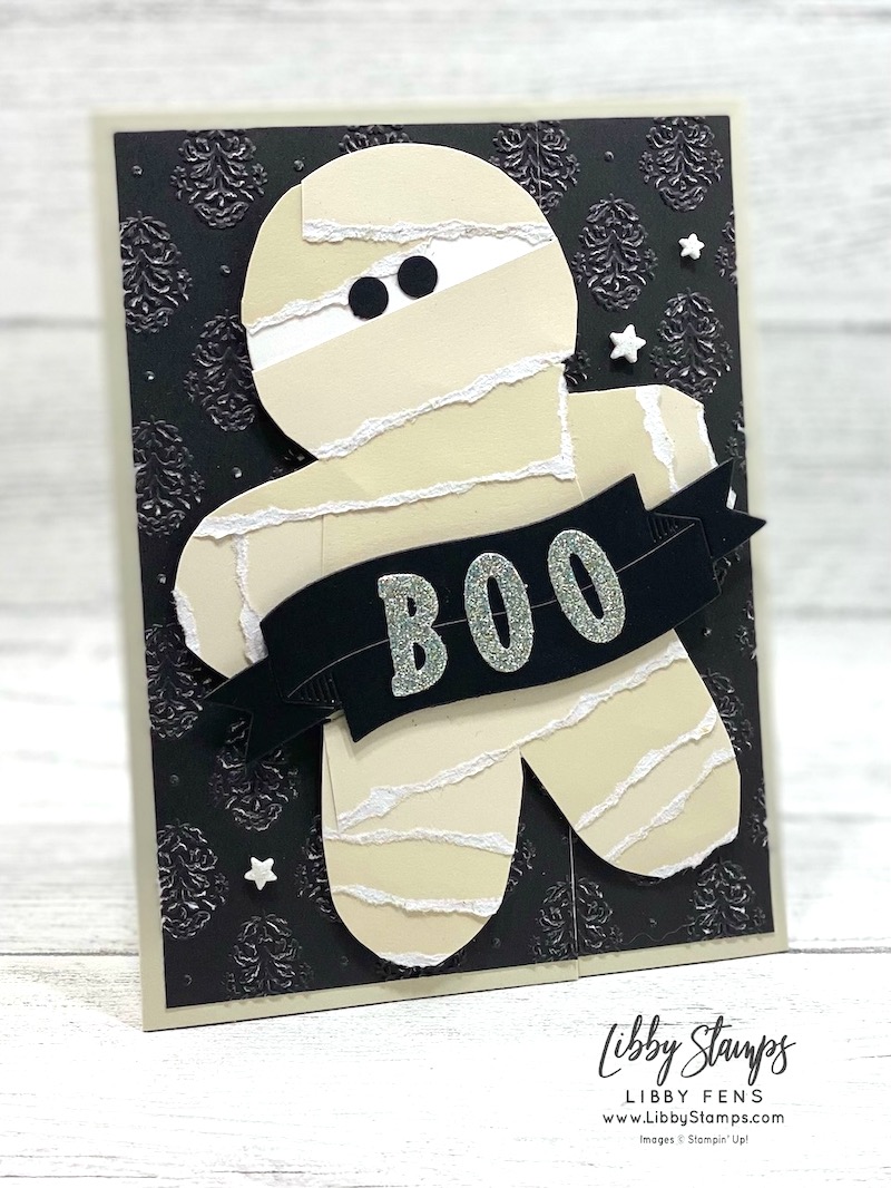 libbystamps, Stampin' Up, Gingerbread Man Dies, Mini Alphabet Dies, Traditional Labels Dies, Damask Designs, Shimmer Star Foam Stickers, Mummy, Halloween, Create with Stamping Friends