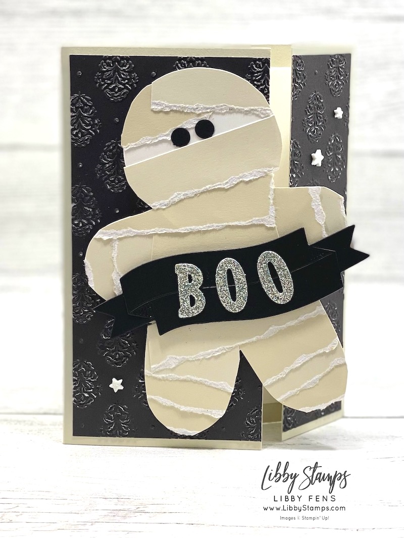 libbystamps, Stampin' Up, Gingerbread Man Dies, Mini Alphabet Dies, Traditional Labels Dies, Damask Designs, Shimmer Star Foam Stickers, Mummy, Halloween, Create with Stamping Friends
