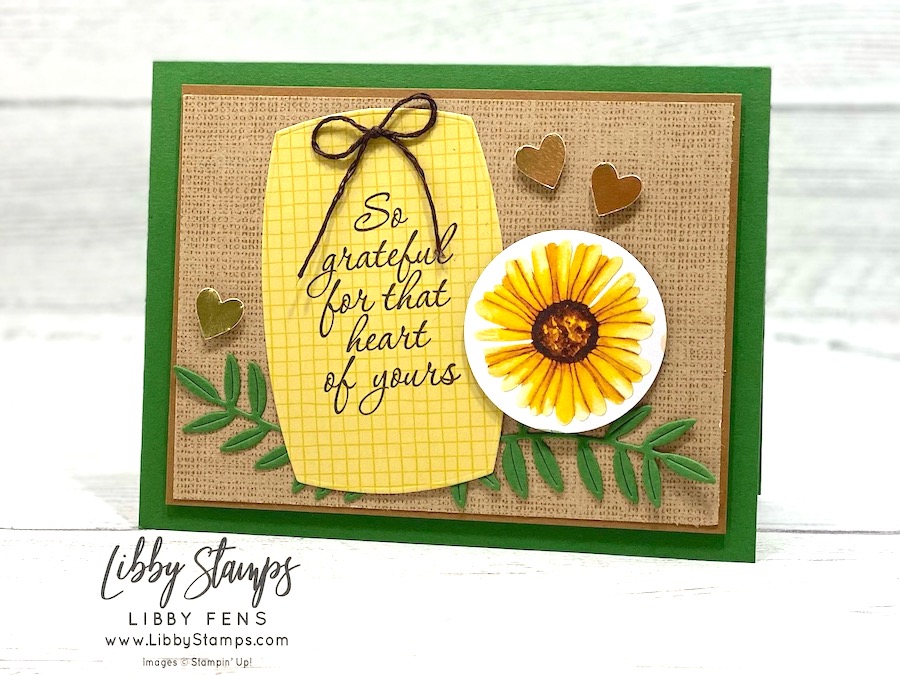 libbystamps, Stampin' Up, Label Me Grateful Bundle, Label Me Grateful, Label Me Grateful Dies, Bee Builder Punch, Floral Delight DSP, Floral Impressions DSP, Early Espresso & Old Olive Linen Thread Pack, Fall, Gratitude, Create with Stamping Friends,