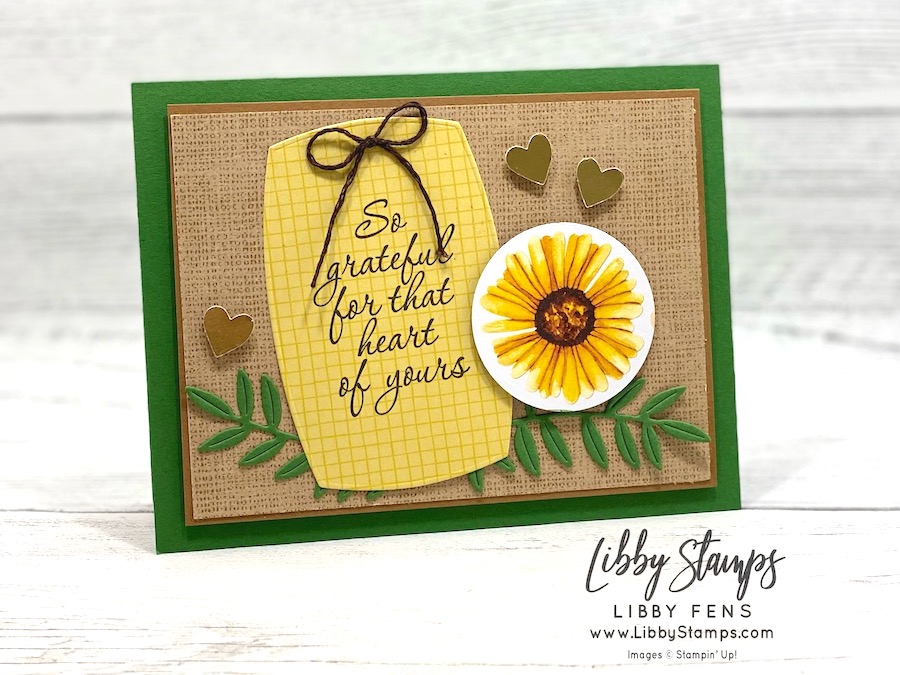 libbystamps, Stampin' Up, Label Me Grateful Bundle, Label Me Grateful, Label Me Grateful Dies, Bee Builder Punch, Floral Delight DSP, Floral Impressions DSP, Early Espresso & Old Olive Linen Thread Pack, Fall, Gratitude, Create with Stamping Friends,