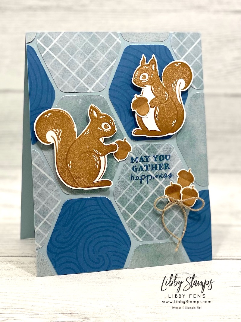 libbystamps, Stampin Up, Fluffy Squirrel, Heartfelt Hexagon Punch, Peaceful Garden DSP, Kintsugi Inspirations DSP, Create with Stamping Friends