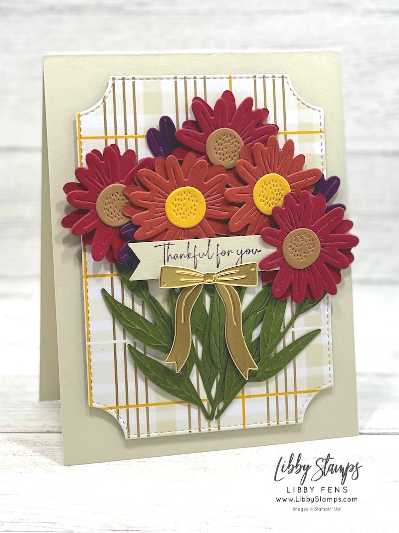 libbystamps, Stampin' Up, Gathering Moments, Impressions Abloom Dies, Branching Out Dies, Christmas Greenery Dies, Gold Foil, Gathering Together DSP, Fall, Thankful, Create with Stamping Friends