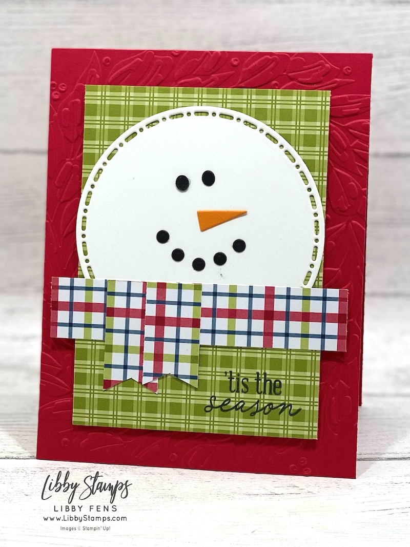 libbystamps, Stampin' Up, Pine Tree Trimmings, Spotlight On Nature Dies, Gingerbread Man Dies, Party Alphabet Dies, Traditional Wreath 3D EF, Traditions of Christmas DSP, snowman, winter, Christmas, holiday, Create with Stamping Friends