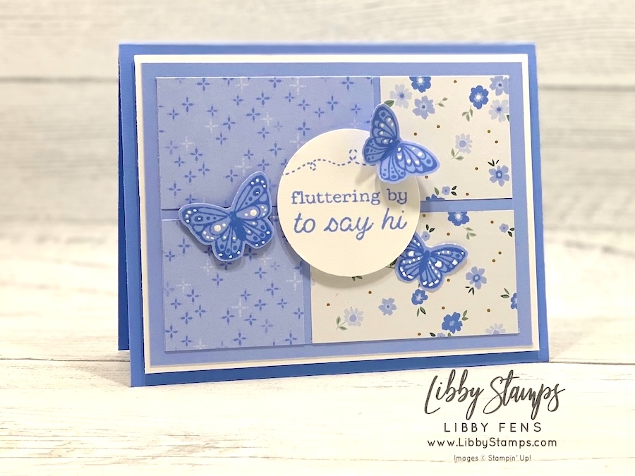 libbystamps, Stampin' Up, All Aflutter Bundle, All Aflutter, All Aflutter Punch, Hydrangea Hue, Bloom Boutique DSP, White Gel Pen, Create with Stamping Friends, #allaflutter, #hydrangeahue, #createwithstampingfriends