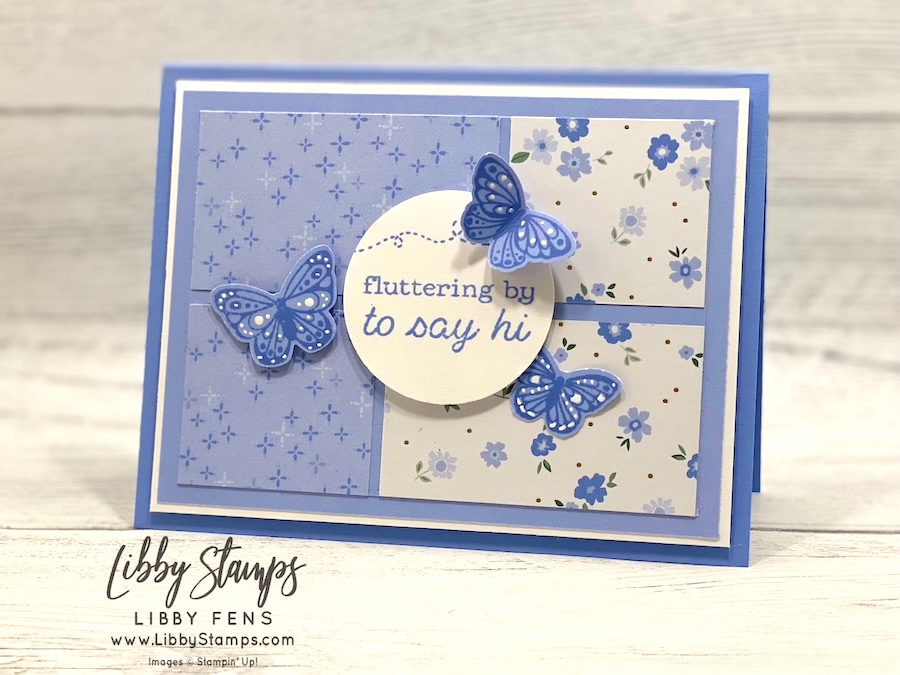 libbystamps, Stampin' Up, All Aflutter Bundle, All Aflutter, All Aflutter Punch, Hydrangea Hue, Bloom Boutique DSP, White Gel Pen, Create with Stamping Friends, #allaflutter, #hydrangeahue, #createwithstampingfriends