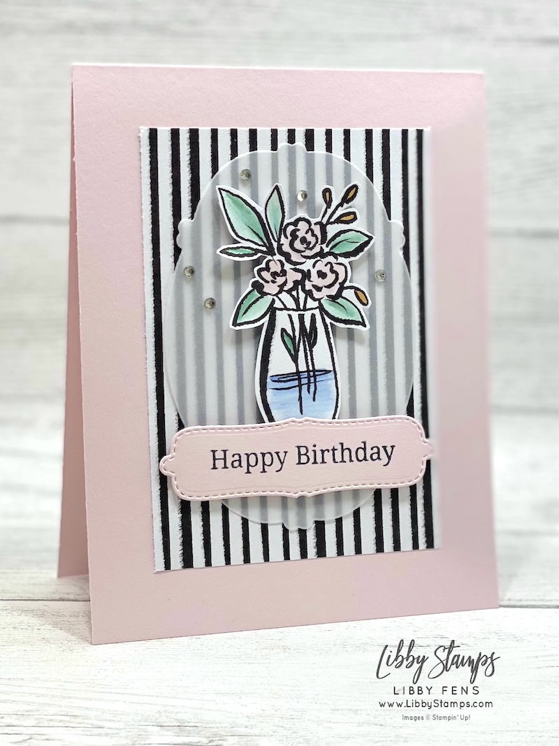 libbystamps, Stampin Up, Garden Gatherings, Sweet Words & Labels Dies, Artisan Sketched Garden DSP, Blender Pens, Rhinestone Basic Jewels, Birthday, Create with Stamping Friends