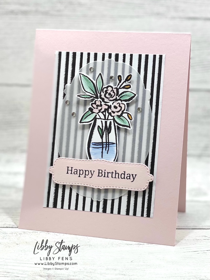 libbystamps, Stampin Up, Garden Gatherings, Sweet Words & Labels Dies, Artisan Sketched Garden DSP, Blender Pens, Rhinestone Basic Jewels, Birthday, Create with Stamping Friends