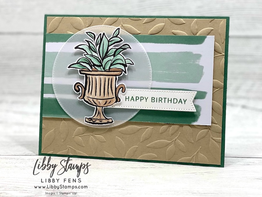 libbystamps, Stampin' Up, Lovely Arrangements, Stylish Shapes Dies, Paradise Garden Hybrid Embossing Folder, Artisan Sketched Garden DSP, 2026-2028 In Color Painted Patterns, Vellum, Blender Pens, Birthday, Create with Stamping Friends