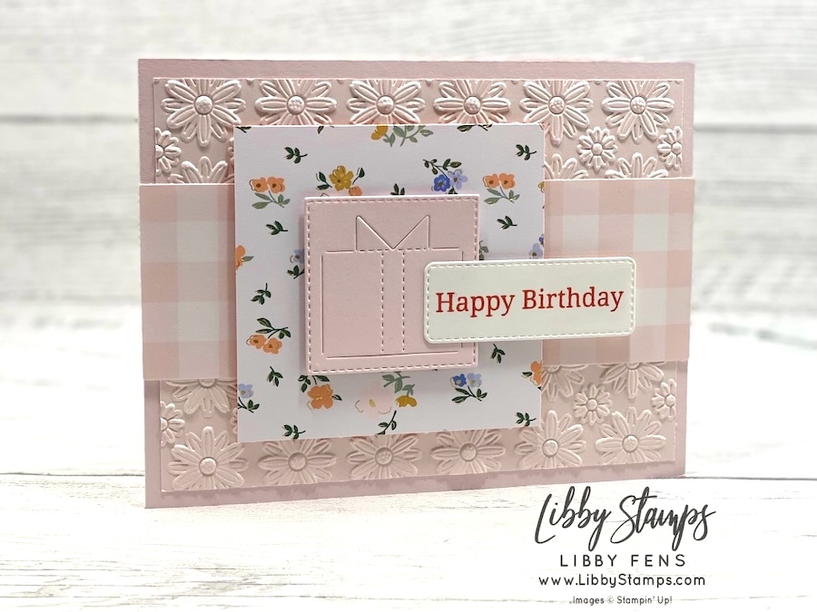 libbystamps, Stampin' Up, 2026-2028 In Color Gingham Gallery DSP, Stitched Stocking Dies, Garden Gatherings, Lazy Daisy 3D EF, Bloom Boutique DSP, Birthday, Create with Stamping Friends