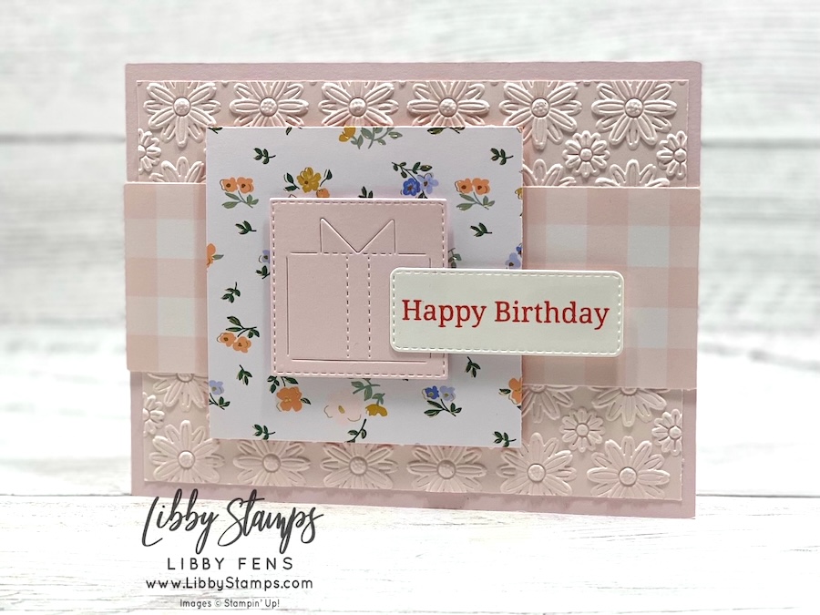 libbystamps, Stampin' Up, 2026-2028 In Color Gingham Gallery DSP, Stitched Stocking Dies, Garden Gatherings, Lazy Daisy 3D EF, Bloom Boutique DSP, Birthday, Create with Stamping Friends