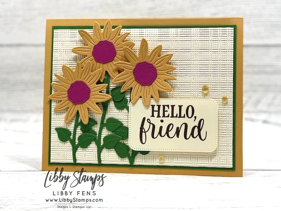 libbystamps, Stampin' Up!, Radiant Sunflowers, Radiant Sunflowers Bundle, Radiant Sunflowers Dies, Softly Woven EF, Radiant Gems, Fall, Fall 2026, Create with Stamping Friends