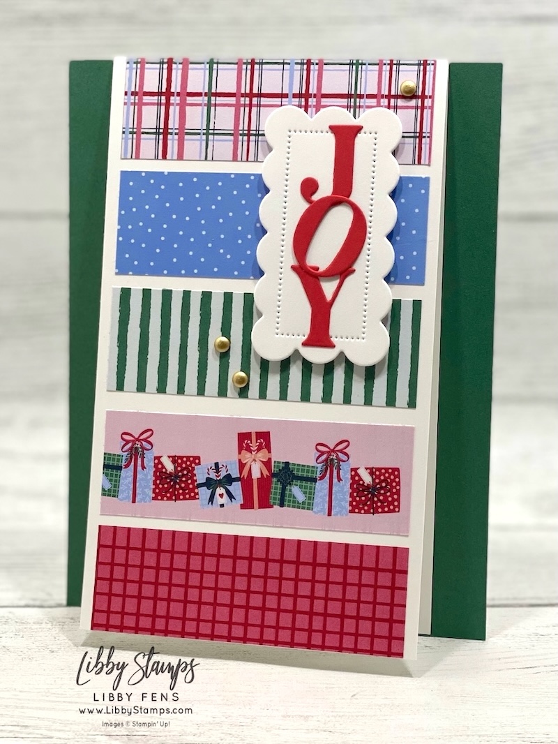 libbystamps, Stampin' Up!, Scalloped Christmas Cheer Dies, Luxe Alphabet & Numbers Hot Foil Dies, Creative Celebrations Mix & Match DSP, Gold Adhesive Baked Dots, Christmas, Joy, Create with Stamping Friends