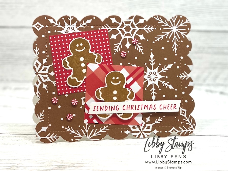 libbystamps, Stampin' Up, Scalloped Christmas Cheer Dies, Scalloped Christmas Cheer, Scalloped Christmas Cheer Bundle, Home For Christmas, Home For Christmas Bundle, Home For Christmas Dies, Timeless Christmas DSP, Real Red & White Adhesive Backed Peppermints, Christmas, Gingerbread, Create with Stamping Friends