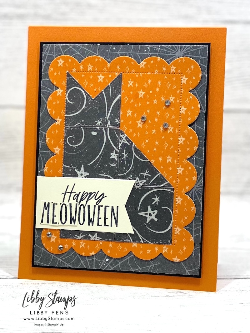 libbystamps, Stampin' Up!, Oh My Fright, Stitched Stocking Dies, Scalloped Christmas Cheer Dies, Frightfully Fun DSP, Halloween, cats, Quilt, Create with Stamping Friends