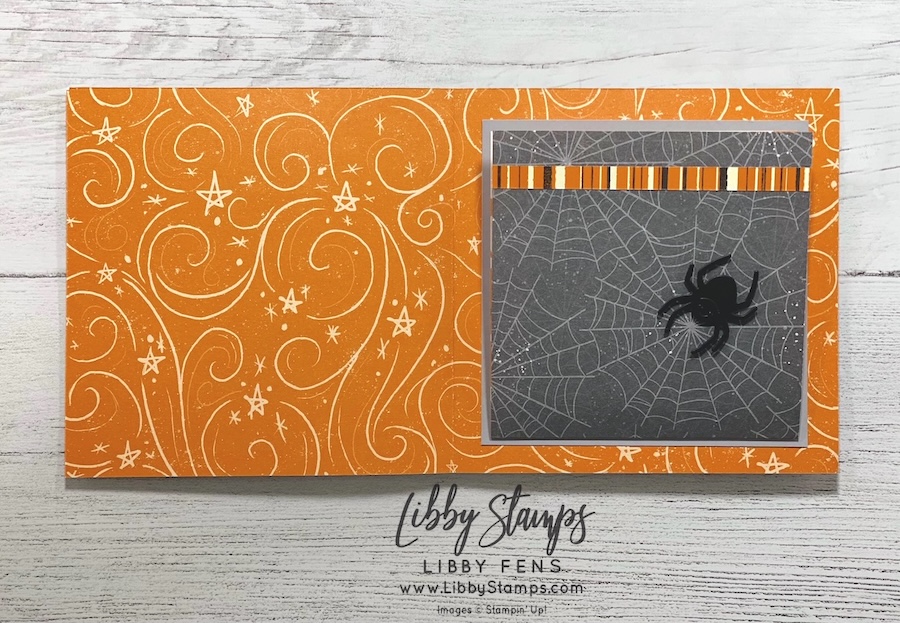 libbystamps, Stampin' Up, Oh My Fright, Oh My Fright Bundle, Oh My Fright Dies, Web of Fun Dies, Frightfully Fun DSP, Halloween card, Russian Doll Card, Square Nested Spiral Card, Create with Stamping Friends, #russiandollcard #sqaurenestedspiralcard #frightfullyfundsp
