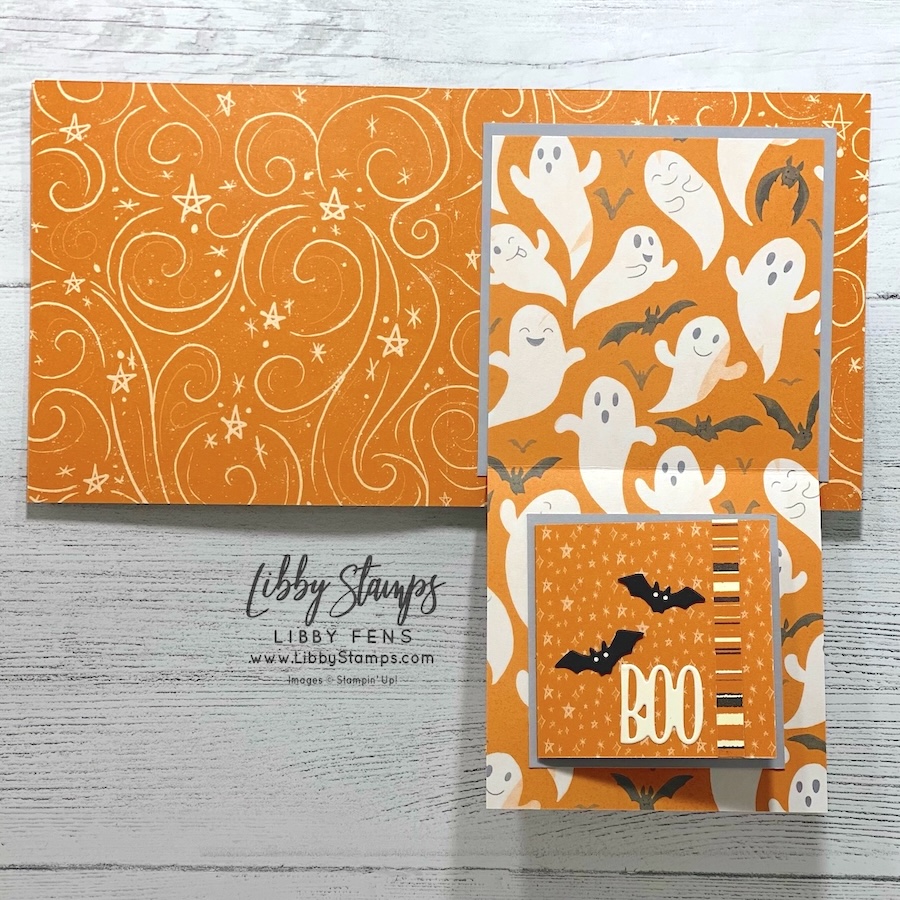 libbystamps, Stampin' Up, Oh My Fright, Oh My Fright Bundle, Oh My Fright Dies, Web of Fun Dies, Frightfully Fun DSP, Halloween card, Russian Doll Card, Square Nested Spiral Card, Create with Stamping Friends, #russiandollcard #sqaurenestedspiralcard #frightfullyfundsp